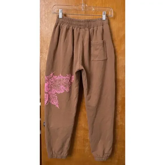Mea Culpa Dead Moth Exclusive Brown Graphic Sweatpants Joggers Sz XS Streetwear
